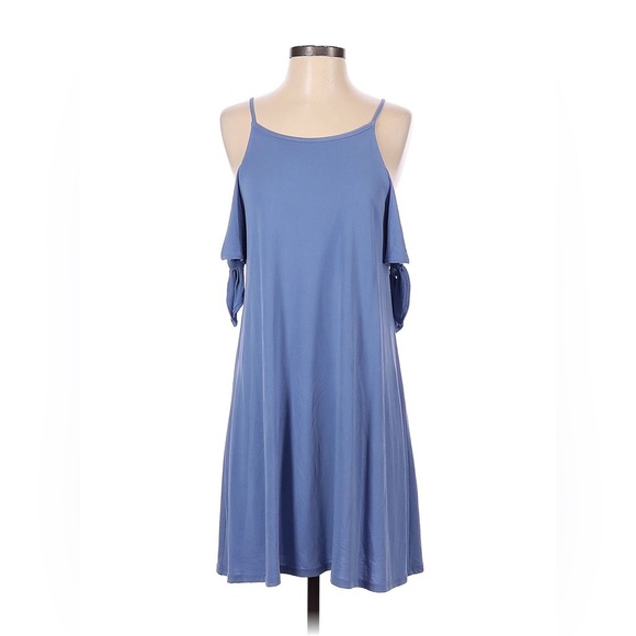 AQUA Cold Shoulder Modal Jersey Knit Soft Tee Dress Skater Fit & Flare Aline S - Picture 4 of 8